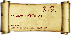 Kender Dániel névjegykártya